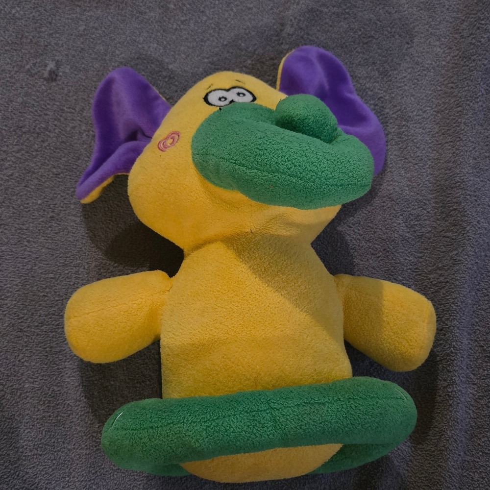 King Plush Elephant Colorblock  Plush Toy Kids Yellow Green 2006 Whimsical - Picture 6 of 6